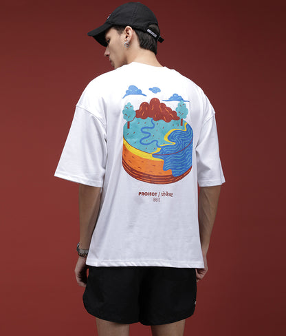Oversize Earth Dissection White T-shirt